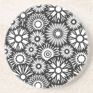 Dessous de verre floral noir et blanc