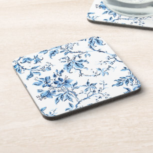 Dessous-de-verre Flore blanche et bleue Delft