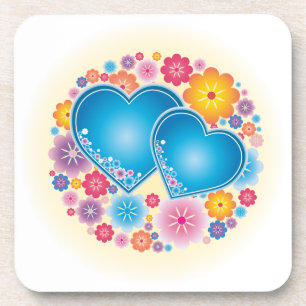 Dessous-de-verre Flore du coeur bleu