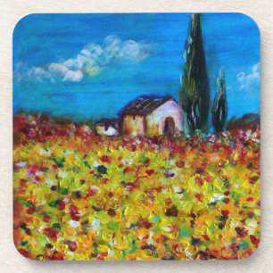 Dessous-de-verre FLORE EN TOUSCANE/ Champs de fleurs , Coquelicots