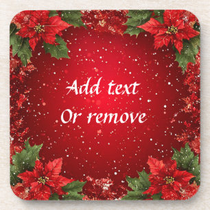 Dessous-de-verre Fond rouge festif orné de poinsettias
