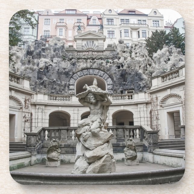Dessous-de-verre Fontaine avec statue de Neptune à Prague (Devant)