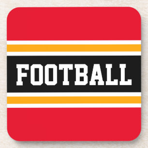 Dessous-de-verre FOOTBALL Athlète Rouge clair Jaune Noir rayures