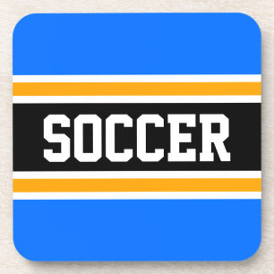 Dessous-de-verre FOOTBALL Bleu Sport Orange Noir Rayures de Course