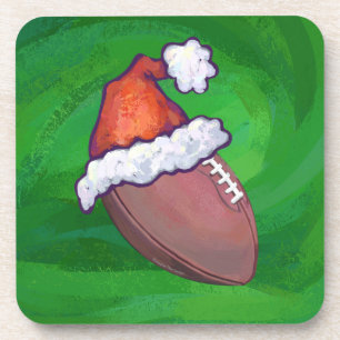 Dessous-de-verre Football de Santa Hat sur Vert