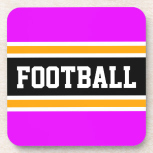 Dessous-de-verre FOOTBALL Gras brillant rose jaune rayures noires