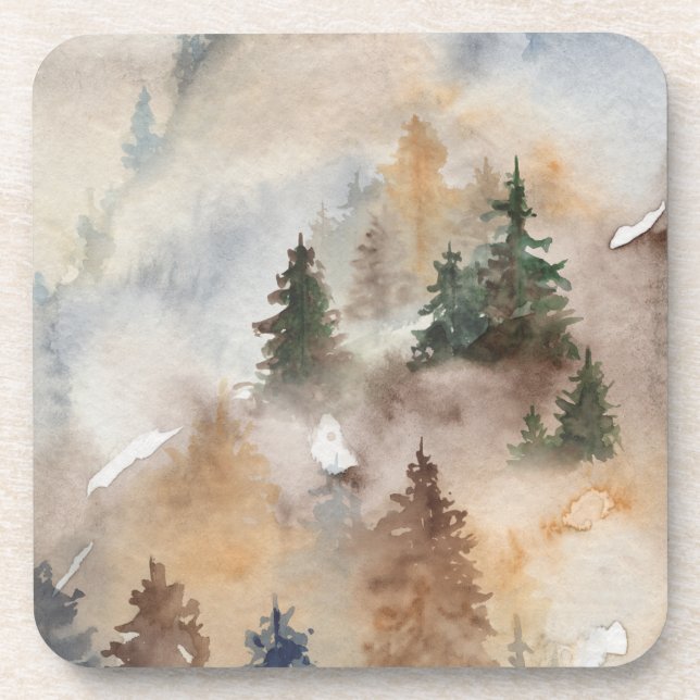 Dessous-de-verre Forêt d'aquarelle (Devant)
