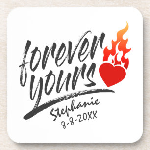 Dessous-de-verre Forever Votre Nom Personnalisé Valentine   DESSOUS