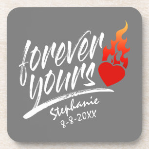 Dessous-de-verre Forever Votre Nom Personnalisé Valentine   DESSOUS