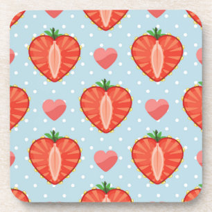 Dessous-de-verre Fraises de coeur avec Pois et coeurs