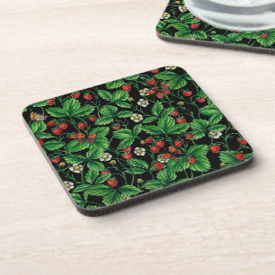 Dessous-de-verre Fraises sauvages sur le noir