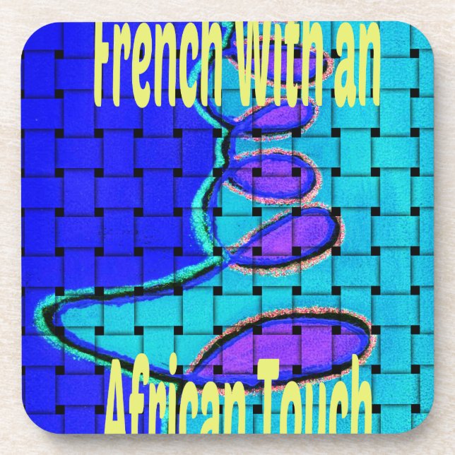 Dessous-de-verre Français Bleu Africain Tissé Abstrait violet forme (Devant)