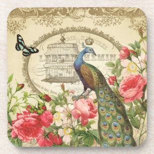 dessous de verre français Peacock vintage