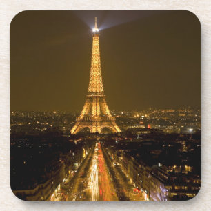 Dessous-de-verre France, Paris. Vue nocturne de la Tour Eiffel
