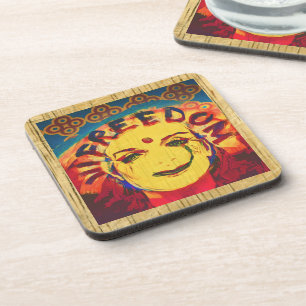 Dessous-de-verre Freedom Face souriante jaune