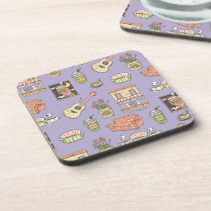 Dessous-de-verre FRIENDS™   Motif d'icône violette