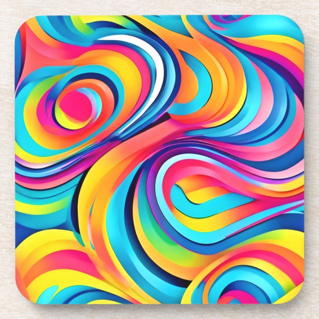 Dessous-de-verre Frottes Abstraites vibrantes de couleur (Devant)
