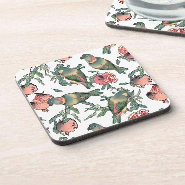Dessous-de-verre Fruits de grenade et Lovebirds Motif (Côté gauche)