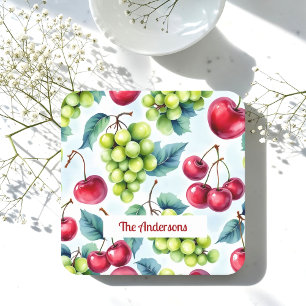 Dessous-de-verre Fruits rouges verts Raisins Cerise Aquarelle