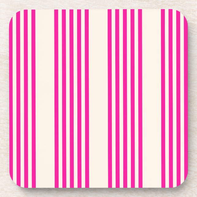 Dessous-de-verre Fuchsia et beige cinq rayures motif (Devant)