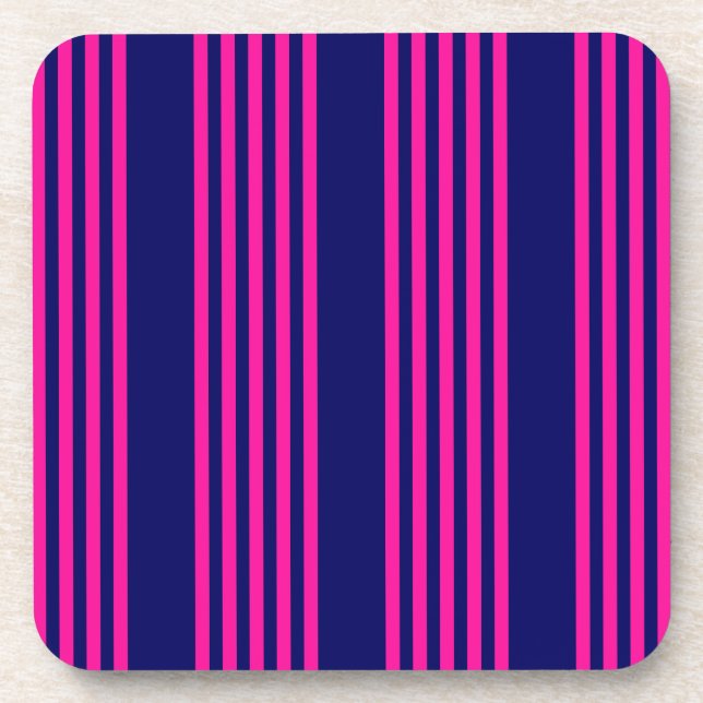 Dessous-de-verre Fuchsia et bleu marine cinq bandes motif (Devant)