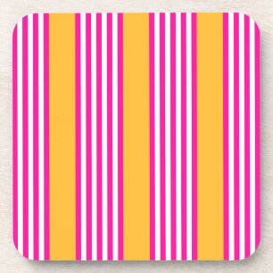 Dessous-de-verre Fuchsia et jaune cinq bandes motif