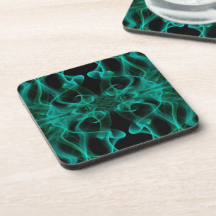 Dessous-de-verre Fumée verte minimaliste symétrique noir