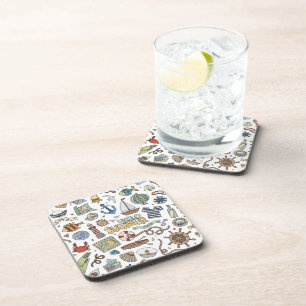 Dessous-de-verre Fun Coastal Beach Illustrations