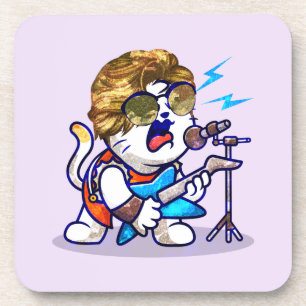 Dessous-de-verre Funky Rockstar Cat - Musique Cool Lover Kitty