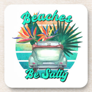 Dessous-de-verre Funny Beach Classic Car Retro Sunset