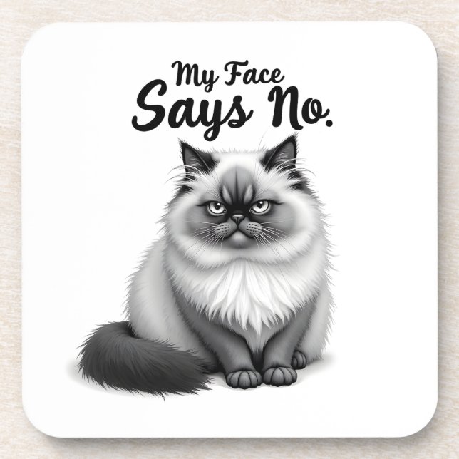 Dessous-de-verre Funny Cat Face Illustration – Minimal Cute Cat Art (Devant)