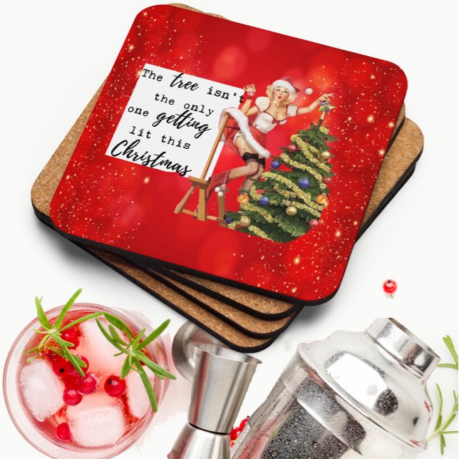 Dessous-de-verre Funny Christmas Coaster Retro Gift Best Friend Lit (Créateur téléchargé)