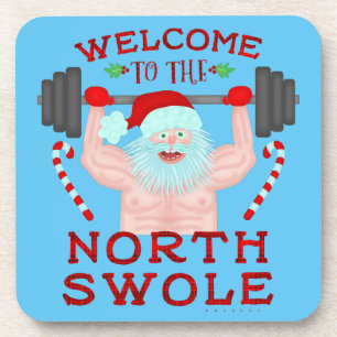 Dessous-de-verre Funny Christmas Le Père Noël Swole Haltérophile