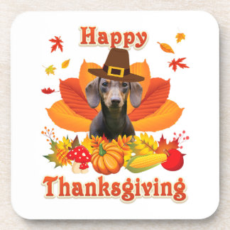 Dessous-de-verre Funny Dachshund Chien Thanksgiving Automne Automne