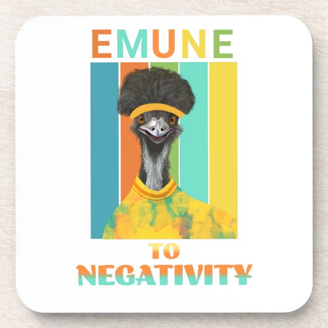 Dessous-de-verre Funny Emu Pun - Emune to Négativité (Devant)