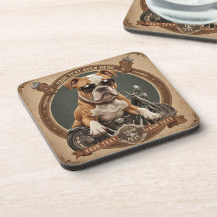 Dessous-de-verre Garde le chien moto avec votre texte édité