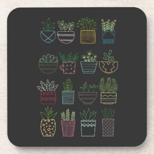 Dessous-de-verre Garden Party avec pots et fleurs