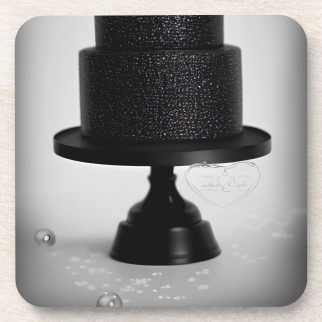 Dessous-de-verre Gâteau de mariage vintage noir & Support (Devant)