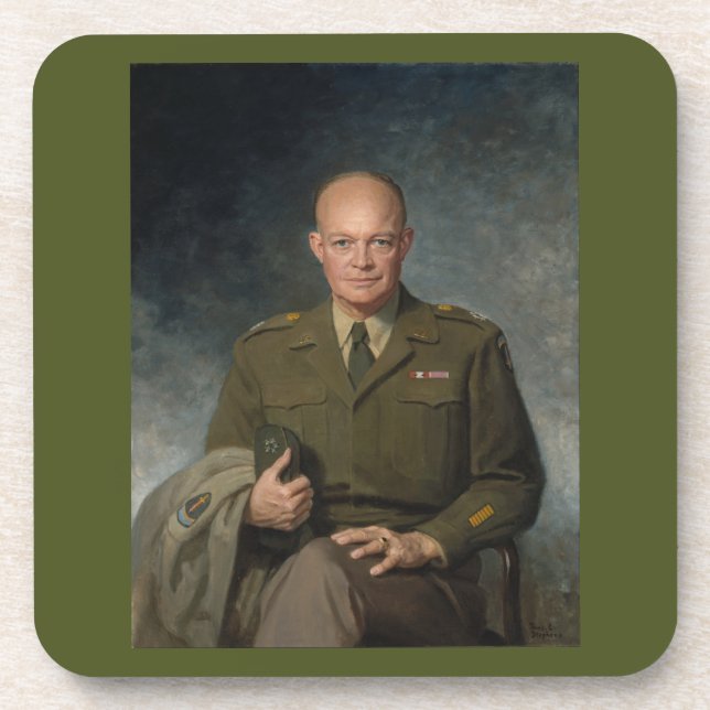 Dessous-de-verre Général Dwight Eisenhower Portrait peint 5 étoiles (Devant)