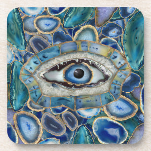 Dessous-de-verre Géodes et cristaux bleus de l'émulet des yeux ma