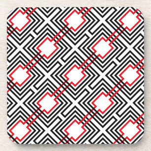 Dessous-de-verre Géométrique rouge et blanc noir