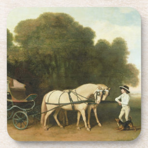 Dessous-de-verre George Stubbs un phaéton avec une paire de Pon