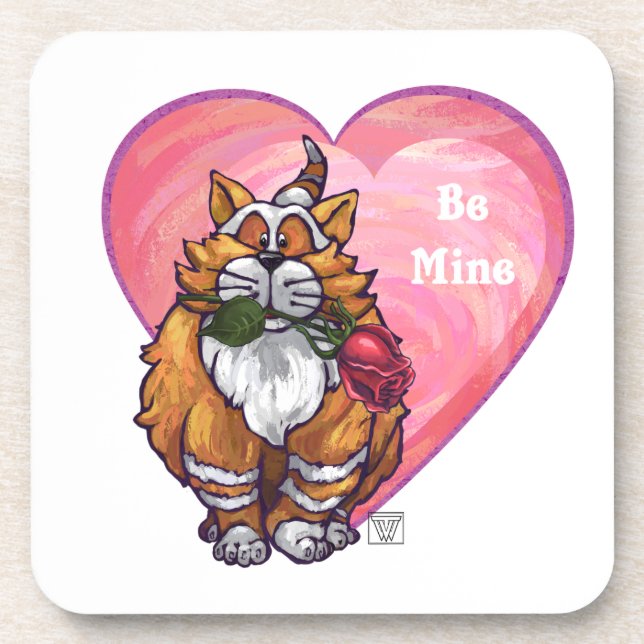 Dessous-de-verre Ginger Cat Saint-Valentin (Devant)