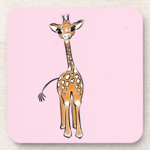 Dessous-de-verre Girafe en croûte rose