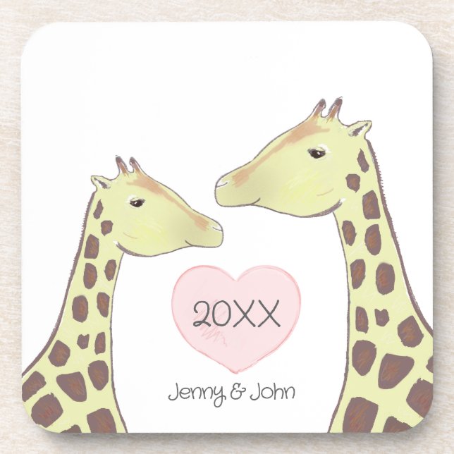 Dessous-de-verre Giraffe Couple Fiançailles / Mariage (Devant)