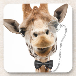 Dessous-de-verre Giraffe drôle avec Bowtie et Monocle