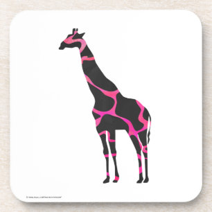 Dessous-de-verre Giraffe Rose chaud et Silhouette noire