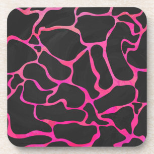 Dessous-de-verre Giraffe rose chaude et noire