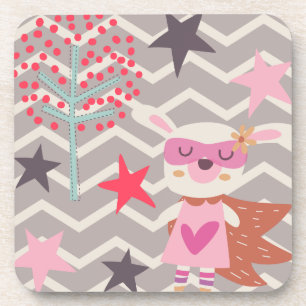 Dessous-de-verre Girl Superhero Bunny