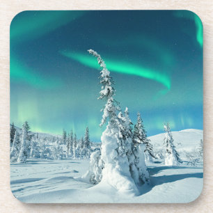 Dessous-de-verre Glace et neige   Northern Lights, Laponie, Finland